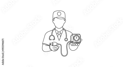 Doctor holding blood pressure monitor, medical check up, healthcare concept