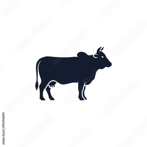 Cow Silhouette of Farm Animal Cattle Illustration