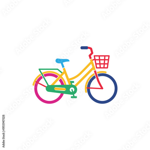 Bicycle Illustration with Vibrant Colors on Black Background