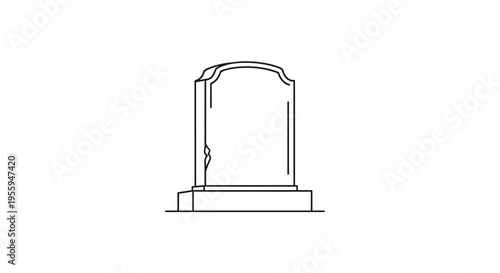 Blank Gravestone Icon, Cemetery Monument, Stone Tombstone Outline, Memorial Marker