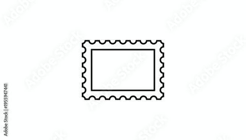 Blank Postage Stamp Icon - Simple Rectangular Outline with Perforated Edges
