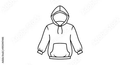 Blank Hoodie Outline Icon, Fashion Apparel Template for Design Mockups