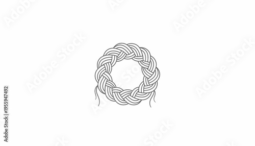 Braided Rope Circle Icon, Nautical Knot Design, Marine Craftsmanship, Isolated on White