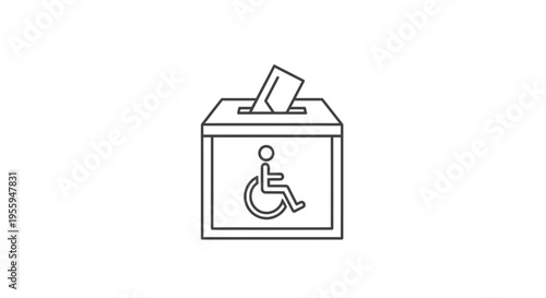 Accessible Voting Box Icon with Wheelchair Symbol for Inclusive Elections