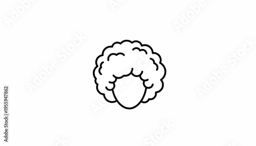 Afro Hairstyle Icon, Curly Hair Silhouette, Vintage Style