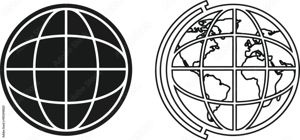 Obraz premium Global earth globe icons Vector