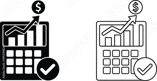 Calculators with graphs and money symbols Vector