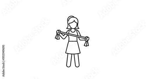 Woman measuring fabric with a tape measure, sewing, fashion design, DIY, craft concept