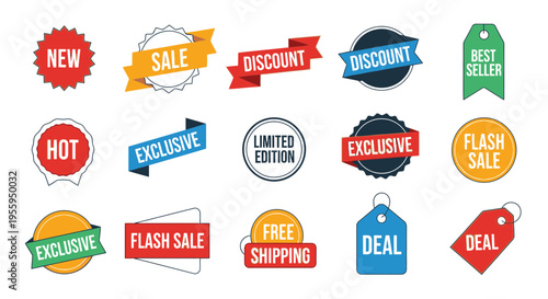 Collection of sale discount labels 13.