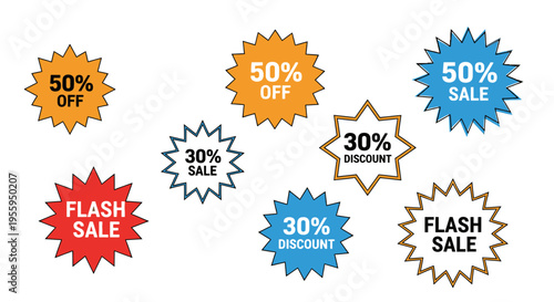 Discount Sale Price Tags Collection.
