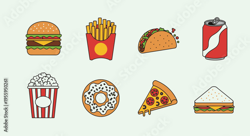 Fast food icons on white background 4.