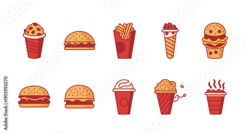 Fast food icons on white background 28.