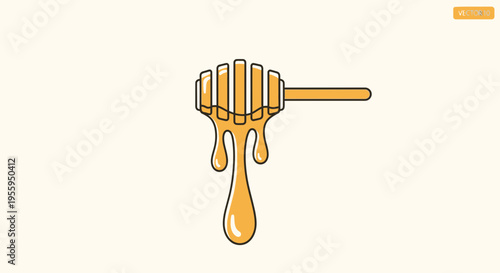 Honey dripping from a honey dipper.