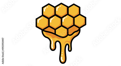 Honeycomb with dripping golden honey.