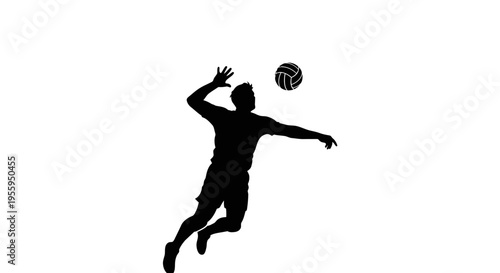 Man playing volleyball in mid air.