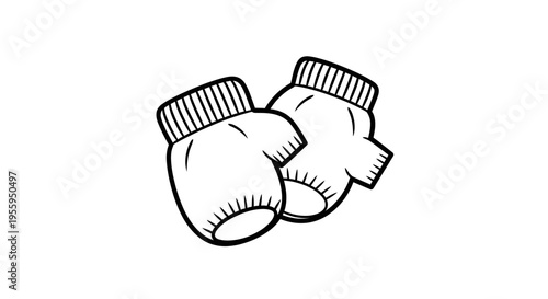Winter Mittens Icon, Warm Handwear, Cold Weather Accessory, Simple Line Art