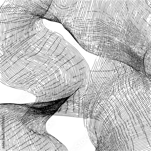 Black and White Abstract Wireframe Landscape