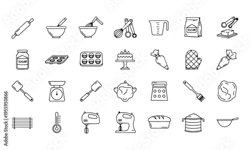 Baking Utensils Cooking Outline Icons
