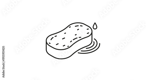 Sponge with water drops and ripples, cleaning and hygiene icon
