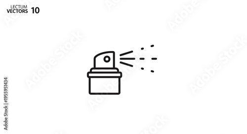 Spray bottle icon, aerosol can, mist spray, fine particles, simple line art, vector illustration