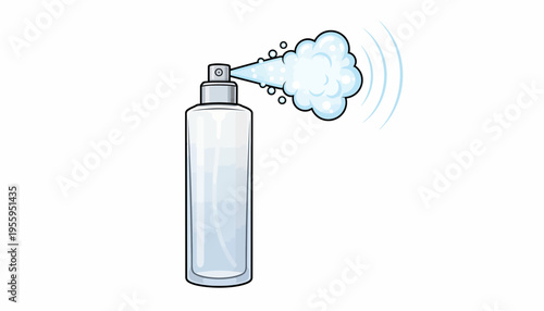 Spray bottle releasing mist, aerosol spray, fine mist, liquid spray, clean spray, water spray, hygiene, cleaning, refreshing