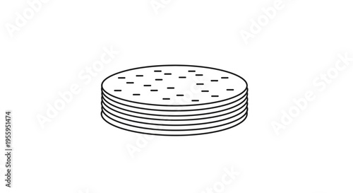 Stack of Round Crackers with Perforations, Simple Line Art Icon