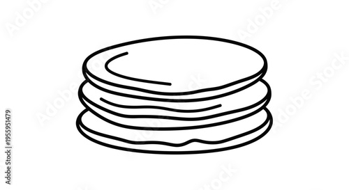 Stack of Pancakes, Simple Line Drawing, Breakfast Food Icon