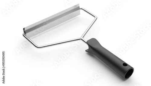 Stainless Steel Cheese Slicer Roller Tool with Black Handle Isolated on White Background