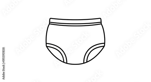 Simple line drawing of white briefs, isolated on white background.