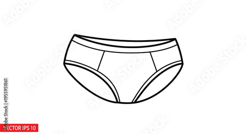 Simple Line Drawing of White Cotton Briefs, Underwear Icon