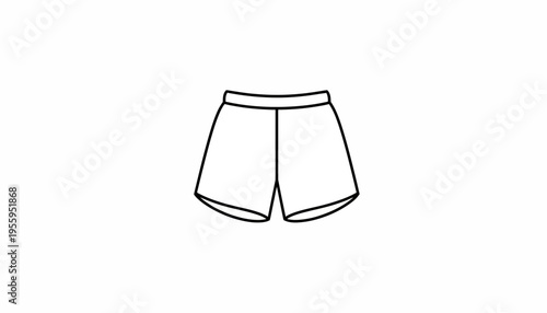 Simple Line Drawing of White Shorts on White Background