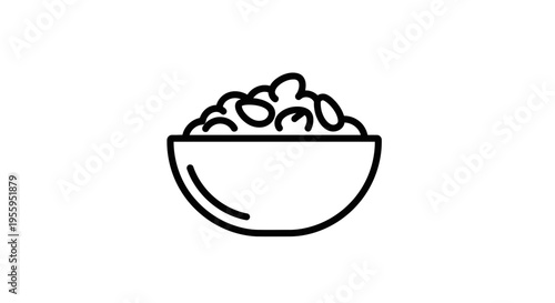 Simple Line Icon of a Bowl Filled with Cereal or Grains