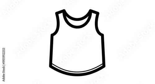 Simple line art icon of a white tank top, isolated on a white background.