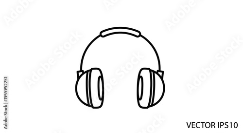 Simple Line Art Icon of Headphones, Minimalist Vector Illustration for Audio and Music Concepts