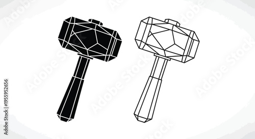 Thor mjolnir wireframe hammers Vector