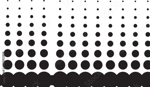 Abstract halftone pattern with black dots on a transparent background, modern graphic design element for web and print projects
