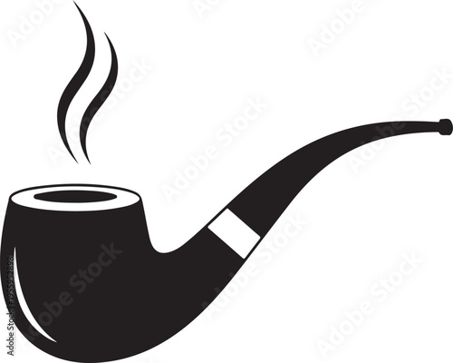 Classic smoking pipe with curling smoke, an antique accessory for tobacco or recreational herbs, representing vintage leisure or thought