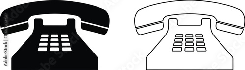 Black and white illustration of old rotary telephones Vector