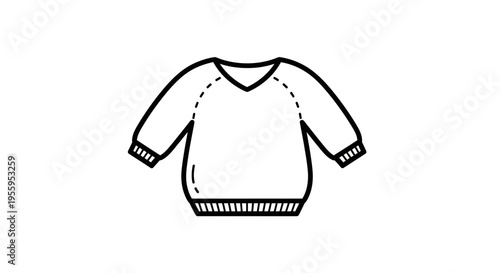 Simple Line Art Icon of a Cozy Sweater or Jumper, Casual Wear