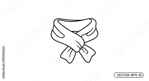 Simple black and white line drawing of a scarf tied around the neck