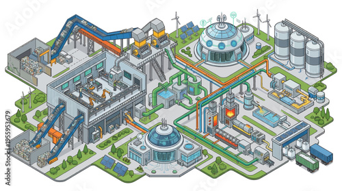 Industrial factory infrastructure and operations.
