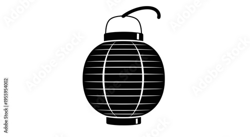 A simple black and white illustration of a traditional lantern.