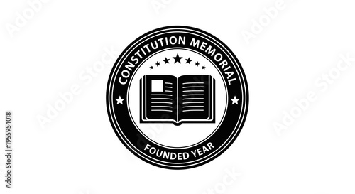 Constitution memorial logo featuring an open book and commemorative text in a circular design.