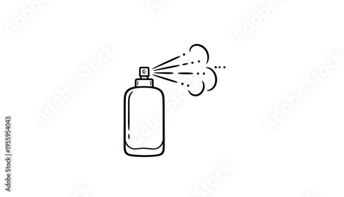 Hand-drawn illustration of a spray can releasing a mist of droplets, symbolizing aerosol or spray products.