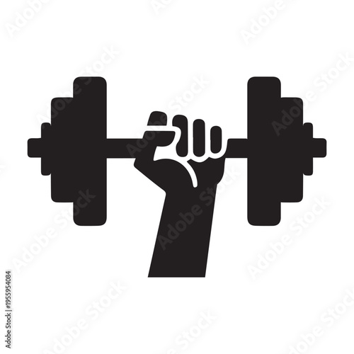 Barbell Hand Silhouette Strength and Fitness sport vector icon for Gym and Workout Design