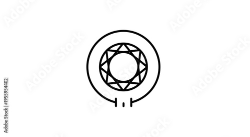 Gemstone Icon, Diamond Ring Symbol, Jewelry Outline, Luxury Accessory, Precious Stone Vector