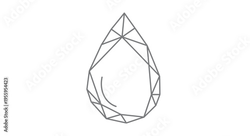 Geometric Gemstone Icon - Abstract Crystal Drop Shape