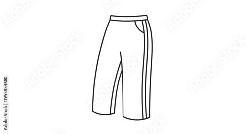 Fashion illustration of culottes pants with side stripes, vector drawing