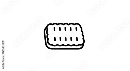 A simple black and white illustration of a sandwich with wavy edges on a plain white background.
