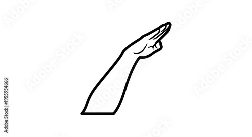 A simple black and white line drawing of a hand with index finger pointing upwards.